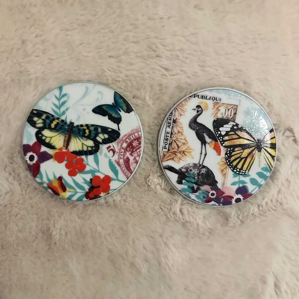 Anthropologie Butterfly and Bird Coasters Trinket Dishes